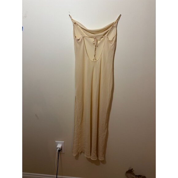 Vintage Victoria Secret Beige Lingerie Slip Dress w Low Back Tie Detail & Cowl N - Picture 4 of 10